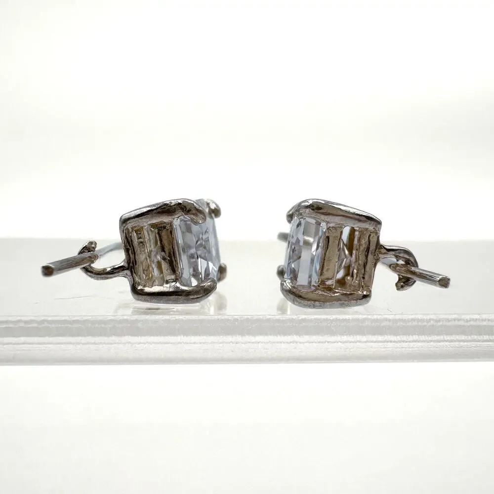 Designer Silpada CZ Earrings Sterling Silver Cubic Zirconia Fish Hook Drop
